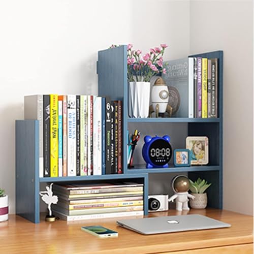 ZJGFCB Verstellbarer Schreibtisch-Bücherregal-Organizer, Holzregal für Büro und Wohnheim, kleiner Stall zur Aufbewahrung und Dekoration auf dem Tisch (Größe: 36 x 15 x 52,5 cm, Farbe: B) von ZJGFCB