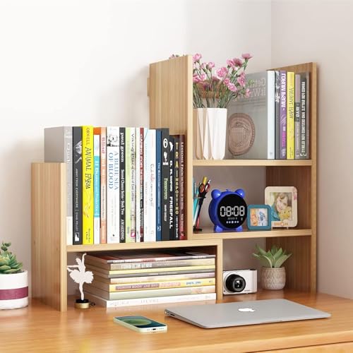 ZJGFCB Verstellbarer Schreibtisch-Bücherregal-Organizer, Holzregal für Büro und Wohnheim, kleiner Stall zur Aufbewahrung und Dekoration auf dem Tisch (Größe: 36 x 20 x 52,5 cm, Farbe: A) von ZJGFCB