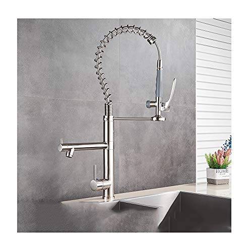 Kitchen Faucet with Hot and Cold Water Deck Mounted Brass 2 Functions Kitchen Sink Faucet Single Handle Pull Down Kitchen Sink Mixer Tap,Brushed Nickel Kitchen Faucet with Hot and Cold Water Deck Mounted Brass 2 Functions Kitchen Sink Faucet Single Handle Pull Down Kitchen Sink Mixer Tap,Brushed Nickel von ZJHAHJY