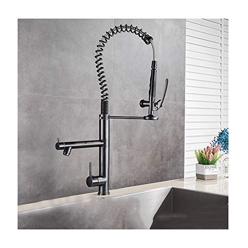 Kitchen Faucet with Hot and Cold Water Deck Mounted Brass 2 Functions Kitchen Sink Faucet Single Handle Pull Down Kitchen Sink Mixer Tap,Oil Rubbed Bronze von ZJHAHJY