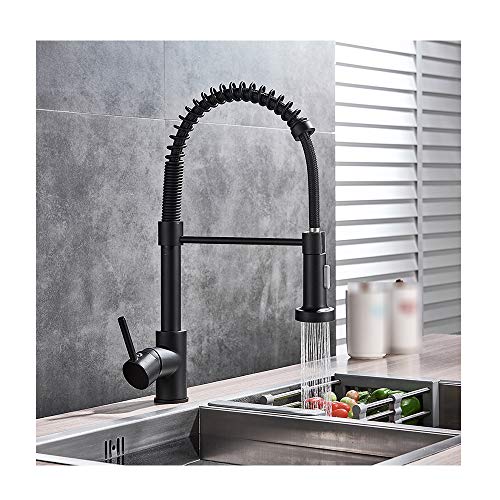 Kitchen Faucets with 2 Mode Sprayer Brass Single Handle Hot and Cold Water Pull Out Pull Down Sprayer Spring Bar Sink Kitchen Sink Mixer Tap,Black Kitchen Faucets with 2 Mode Sprayer Brass Single Handle Hot and Cold Water Pull Out Pull Down Sprayer Spring Bar Sink Kitchen Sink Mixer Tap,Black von ZJHAHJY