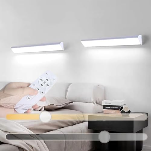 Wandleuchte mit Fernbedienung Lange Streifen Wandleuchte Außen/Innen Unendlich dimmbar 10% bis 100% IP65 Regenfeste Acryl Wandleuchte Garten für Hof Treppe Terrassen Villa (Weiß, 100cm) von ZJHAHJY