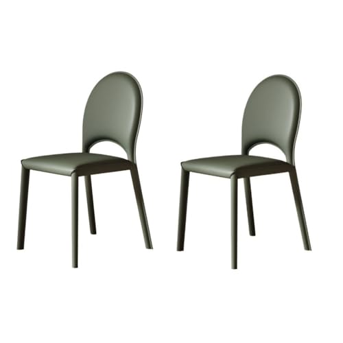 ZJHAHJY 2 Stück Mid Century Modern Armless Leder Esszimmer Metallrahmen Hohe Rückenlehne Gepolsterte Küche Seite Pu Leder Esszimmer Grün von ZJHAHJY