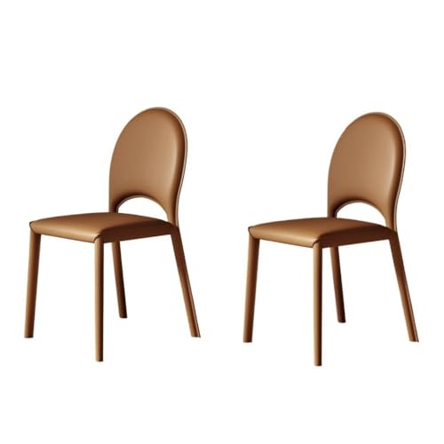 ZJHAHJY 2 Stück Mid Century Modern Armless Leder Esszimmer Metallrahmen Hohe Rückenlehne Gepolsterte Küche Seite Pu Leder Esszimmer Khaki von ZJHAHJY