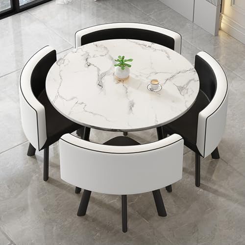 ZJHAHJY Besprechungstisch, Empfangstisch und Stuhlkombination, Couchtisch und Stuhl-Set, Verhandlungstisch, Verkaufsbüro, Geschäfte, Meetings, kleine runde Tische, platzsparend(schwarz) von ZJHAHJY