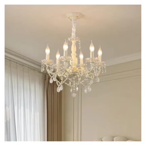 ZJHAHJY Französische Kristall-Kronleuchter Milchig-Weiß-Kristall-Lampen Luxus Creme Stil Esstisch Prinzessin Zimmer Schlafzimmer Kronleuchter von ZJHAHJY