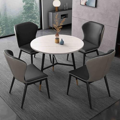 ZJHAHJY Konferenztisch, Verhandlungstisch für kleine Räume, Marmor-Tisch und PU-Rückenlehne, Stuhl-Set, Business-Konferenzraum, Couchtisch-Set, für Familienwohnung (grau) von ZJHAHJY