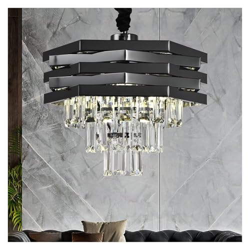 ZJHAHJY Schwarzer moderner Kristall-Deckenleuchter K9-Kristall 3-stufiges Licht Deckenpendelleuchte Wohnzimmer Foyer Treppe ZJHAHJY Schwarzer moderner Kristall-Deckenleuchter K9-Kristall 3-stufiges Licht Deckenpendelleuchte Wohnzimmer Foyer Treppe von ZJHAHJY