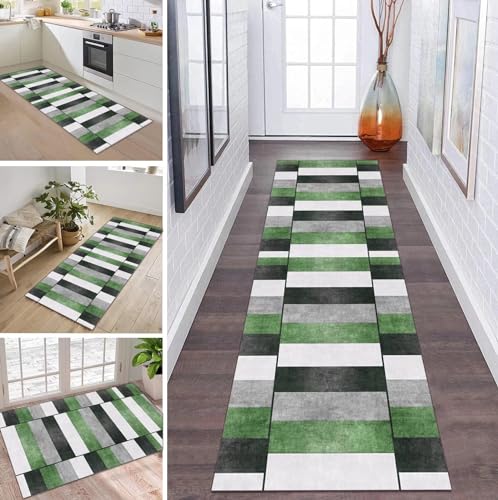 ZJHAHJY Teppich Läufer Lang Flur Küche rutschfest Waschbar Küchenläufer 90x300cm Grün Grau Weiß Schwarz Teppichmatten Polyester Korridor Teppich Läufer Flur Wohnzimmer Schlafzimmer Schmutzfangmatte von ZJHAHJY
