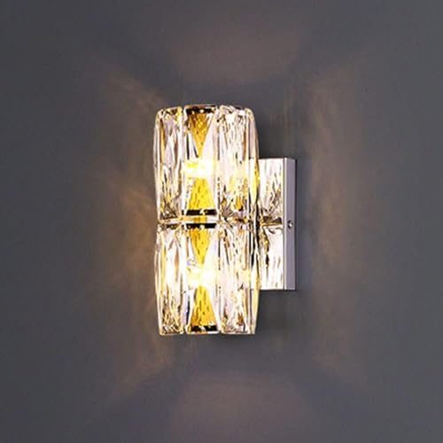 Zylindrische Kristall-Wandlampe, luxuriöse goldene Badezimmer-Wandleuchte mit dimmbarer Edelstahl-Befestigung, rostfreie Wandbeleuchtung für Schlafzimmer, Flur, Wohnzimmer (Farbe: Silber, Größe: H-20 Zylindrische Kristall-Wandlampe, luxuriöse goldene Badezimmer-Wandleuchte mit dimmbarer Edelstahl-Befestigung, rostfreie Wandbeleuchtung für Schlafzimmer, Flur, Wohnzimmer (Farbe: Silber, Größe: H-20 von ZJHAHJY
