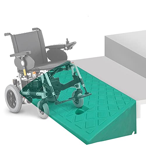 ZJIEX ILOOXI Gummi Schwellenrampe, rutschfeste Türschwellenrampe, 3-19cm Hohe Bordsteinrampe, Robuste Rollstuhlrampe, Tragbare Auffahrrampe ​Für Auto, Roller, Fahrrad(Green,50x40x17cm) von ZJIEX