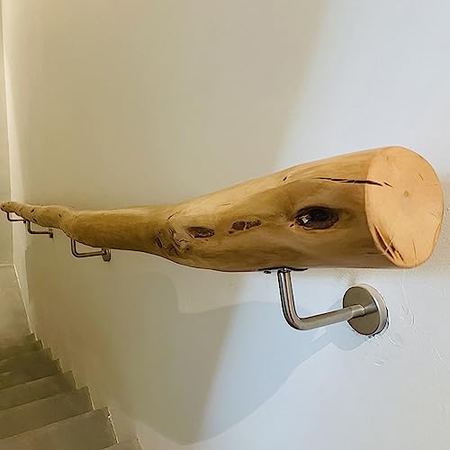 ZJIEX ILOOXI Handlauf Holz Treppengeländer 80cm 100cm 120cm Handläufe for Treppen Massivholz Wandhandlauf for Innen Außen Brüstung Bausatz Mit Wandhalterung(80cm) von ZJIEX