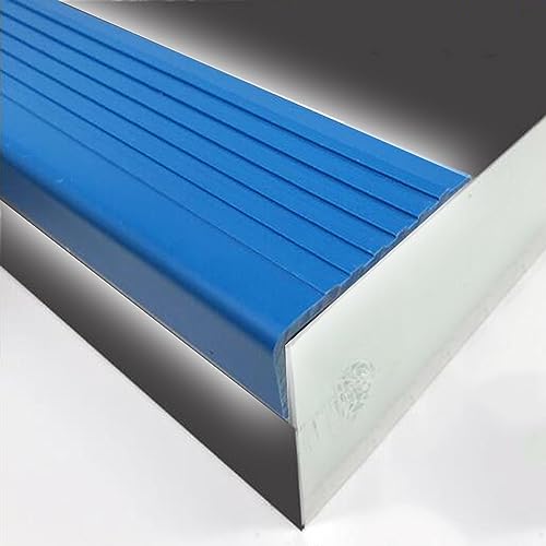 ZJIEX PVC Treppenkantenprofil Selbstklebend Antirutsch Treppenprofil L-Form Stufenkantenprofil Winkelprofil Schwarze Treppenkante 100cm Lang (Color : Blue, Size : 100cm/39in/3.3ft) von ZJIEX