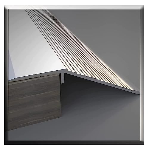 ZJIEX Übergangsprofil Höhenausgleich 20mm/ 40mm, Übergangsschiene Aluminium Übergangsleiste, ​Bodenprofil Alu Silber, Böden Überbrücken Die Lücke (Color : L 90cm (3ft), Size : H 20mm (3/4in)) von ZJIEX