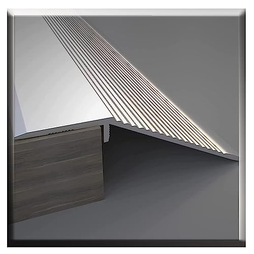 ZJIEX Übergangsprofil Höhenausgleich 20mm/ 40mm, Übergangsschiene Aluminium Übergangsleiste, ​Bodenprofil Alu Silber, Böden Überbrücken Die Lücke (Color : L 90cm (3ft), Size : H 40mm (1 3/5in)) von ZJIEX