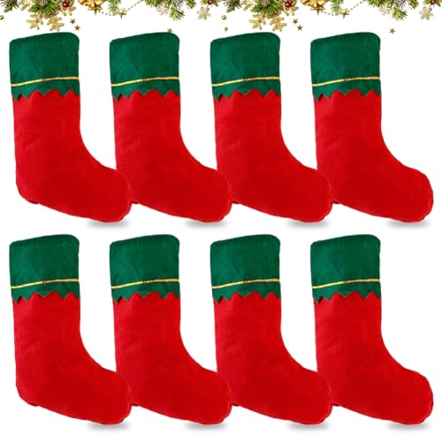 8 Stück Weihnachtsstrümpfe,Nikolaussocke Zum Aufhängen,Weihnachtsbaum Socken,Weihnachtsstrumpf Für Kamin,Weihnachtsbaum Kamin Deko,Weihnachtsdeko Amerikanisch Bonbontasche,Nikolausstrumpf (Grün) von ZJILIXIA