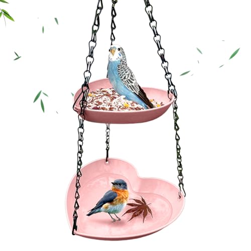 Vogelfutterspender Und Vogeltränke,Doppelschicht Vogeltränke Hängend Kunststoff,Vogeltränke Vogelfutterhaus Zum Aufhängen,Futterstationen Für Wildvögel,Futterstation Vogeltränken Für Garten (Rosa) von ZJILIXIA