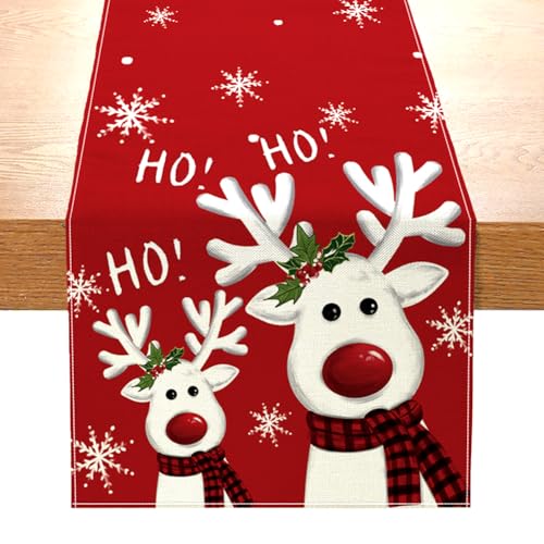 Weihnachten Tischläufer,40x140cmweihnachtsdecke Tisch,Weihnachten Tischdecke Dekoration,Abwaschbar Weihnachtstischläufer,Elch Nikolaus Schneemann Weihnachten Tischdekoration,Weihnachtstischläufer (C) von ZJILIXIA