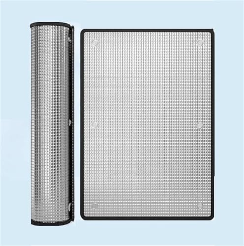 Fensterfolie Sonnenschutz Reflektierende Doppelschicht-Aluminiumfolie - Hitzeschutzfolie mit Saugnäpfen für Dachfenster - Wärmeisolierung & Sichtschutz fürs Heimbüro(100 x 165 cm) von ZJIQOH