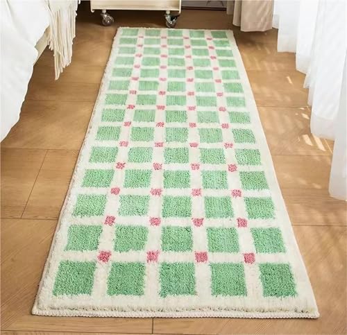 ZJIQOH Badezimmerteppich Badematte Waschbar und rutschfest, Duschvorleger Flauschige Mikrofaser Kurzflor, für Wohnzimmer Teppich Schlafzimmer Bettvorleger Matte(Green,80 x 180 cm) von ZJIQOH