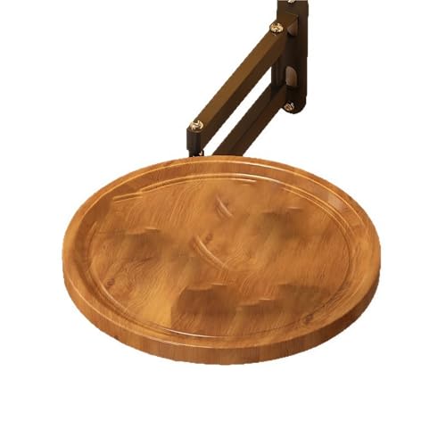 ZJIQOH Klapptisch Wand, Wandtisch Klappbar mit 720° Frei Einstellbar & Platzsparend, Original Wood Runder Klein Tisch Tablett, für Schlafzimmer und Wohnzimmer(Wood Color) von ZJIQOH
