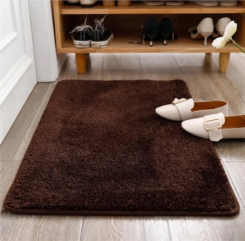 ZJIQOH Schmutzfangmatte & Fußmatte Innen/Außen Waschbar - Rutschfester Küchenteppich & Duschvorleger - Badezimmerteppich Groß Flauschiger - für Eingangsbereich(Brown,60 x 60 cm) von ZJIQOH