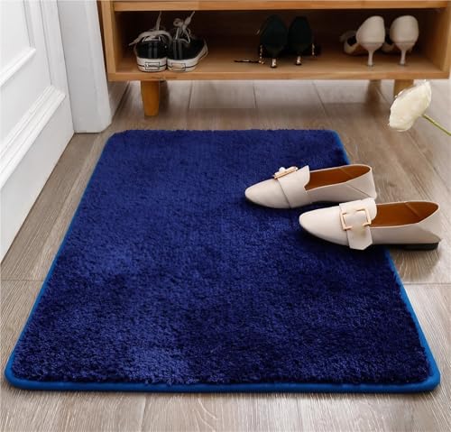 ZJIQOH Schmutzfangmatte & Fußmatte Innen/Außen Waschbar - Rutschfester Küchenteppich & Duschvorleger - Badezimmerteppich Groß Flauschiger - für Eingangsbereich(Dark Blue,50 x 80 cm) von ZJIQOH