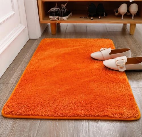 ZJIQOH Schmutzfangmatte & Fußmatte Innen/Außen Waschbar - Rutschfester Küchenteppich & Duschvorleger - Badezimmerteppich Groß Flauschiger - für Eingangsbereich(Orange,60 x 200 cm) von ZJIQOH
