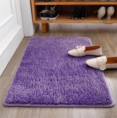 ZJIQOH Schmutzfangmatte & Fußmatte Innen/Außen Waschbar - Rutschfester Küchenteppich & Duschvorleger - Badezimmerteppich Groß Flauschiger - für Eingangsbereich(Purple,80 x 100 cm) von ZJIQOH
