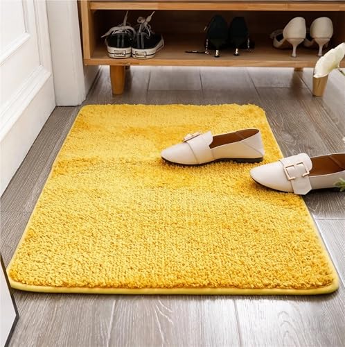 ZJIQOH Schmutzfangmatte & Fußmatte Innen/Außen Waschbar - Rutschfester Küchenteppich & Duschvorleger - Badezimmerteppich Groß Flauschiger - für Eingangsbereich(Yellow,50 x 50 cm) von ZJIQOH