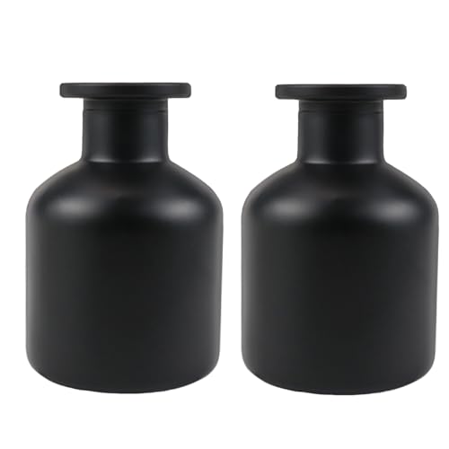 ZJIVQO Glasdiffusor-Fläschchen, Aromatherapie-Behälter, Duftdiffusor-Flaschen für DIY ätherisches Öl, Raumduft Diffusor, Geschenk, Mattschwarz, 2 Stück von ZJIVQO