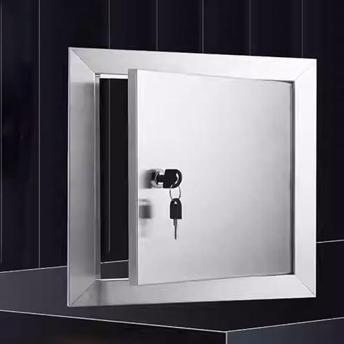 Edelstahl-Revisionsklappe mit Schloss 10x10 15x15 20x20 25x25 30x30 40x40 50x50cm, Anpassbare Wasserdichte Revisionstür(Hole 75x80cm) von ZJKXJH