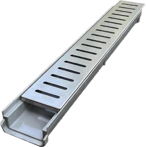 Entwässerungsrinne Breite Lineare Harzrinnen, 1er-, 2er-, 3er-Pack, Einfach Zu Installierende Entwässerungskanäle, 23 Zoll, Grabenentwässerungssystem für Einfahrten(3 packs,LxWxH-23.6x4.3x5.9in) von ZJKXJH