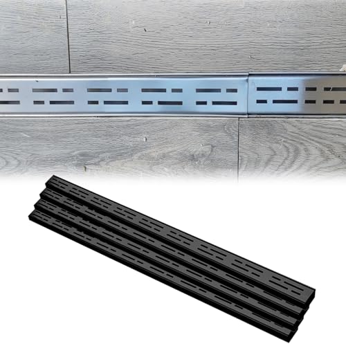 ZJKXJH Entwässerungsrinne Edelstahl-Linearablauf, 40 Zoll Lang, Schmaler Terrassenablauf für Innenhöfe, Gehwege, Einkaufszentren, Anpassbare Linearablaufgrößen(Blcak-4pcs,LxWxH-40x2x1.2in) von ZJKXJH