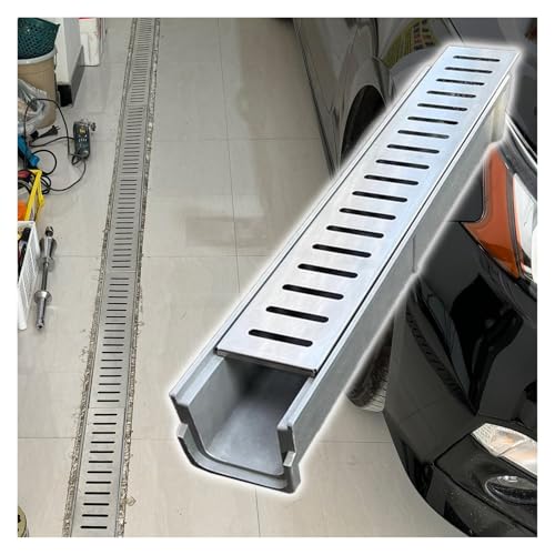 ZJKXJH Entwässerungsrinne SMC Breite Dachrinne mit Abnehmbarer Abdeckung, Einfach Zu Installierende U-förmige Entwässerungsrinne für Innenhöfe, Terrassen(H-15cm,LxW-60x11cm) von ZJKXJH