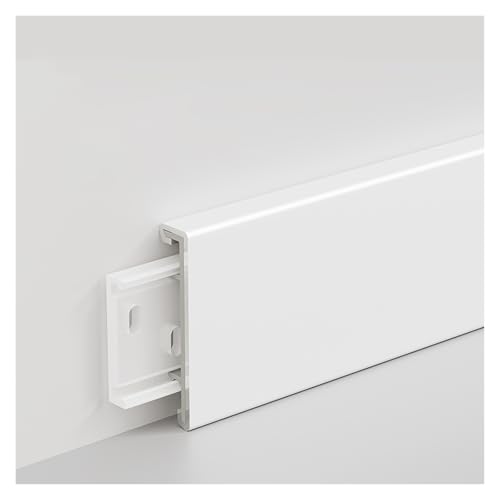 ZJKXJH Sockelleisten Fussleisten Weiße Wand-Fußleistenabdeckungen für Fabrik, Einkaufszentrum, Labor Und Zuhause, Fußleisten-Zierleiste Mit Edelstahloberfläche(5 Piece,H-8cm/3.1in) von ZJKXJH