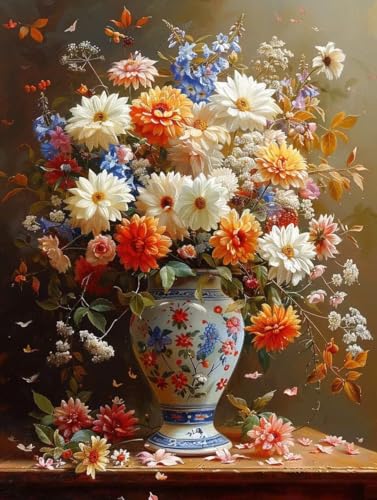 Blume Diamond Painting Erwachsene, 5D Diamant Painting Bilder Vase Muster Design, Eckige Steine Diamond Art Kinder DIY Strass Stickerei Bastelset für Wanddeko Schlafzimmer, (30x40 cm) -zjn2506Y6 von ZJNBBDOU