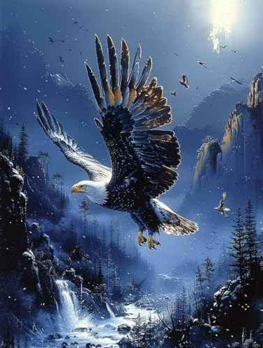Diamond Painting Adler, Tier Diamond Painting Erwachsene Groß XXL 30x40cm, 5D DIY Eckige Steine Diamant Malerei Bilder Erwachsene Mosaik Bastelset für Zimmer Deko Wohnzimmer, Geschenke -zjn25068X von ZJNBBDOU