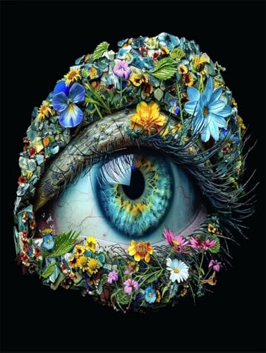 Diamond Painting Auge, Blume Diamond Painting Erwachsene Groß XXL (40x55cm), 5D DIY Eckige Steine Diamant Malerei Bilder Erwachsene Mosaik Bastelset für Zimmer Deko Wohnzimmer, Geschenke -zjn250630 von ZJNBBDOU
