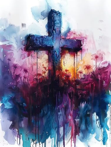 Diamond Painting Jesus, Blume Diamond Painting Erwachsene Groß XXL (20x30cm), 5D DIY Eckige Steine Diamant Malerei Bilder Erwachsene Mosaik Bastelset für Zimmer Deko Wohnzimmer, Geschenke -zjn2506E6 von ZJNBBDOU