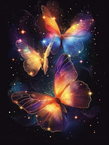 Diamond Painting Schmetterling, Traum Diamond Painting Erwachsene Groß XXL (40x55cm), 5D DIY Eckige Steine Diamant Malerei Bilder Erwachsene Mosaik Bastelset für Deko Wohnzimmer, Geschenke -zjn25068G von ZJNBBDOU