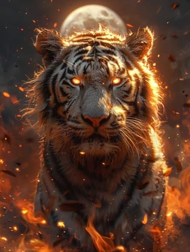 Diamond Painting Tiger, Tier Diamond Painting Erwachsene Groß XXL 30x40cm, 5D DIY Eckige Steine Diamant Malerei Bilder Erwachsene Mosaik Bastelset für Zimmer Deko Wohnzimmer, Geschenke -zjn2506O3 von ZJNBBDOU