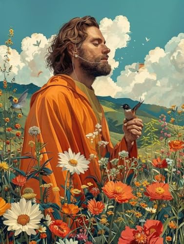 Jesus Diamond Painting Erwachsene, 5D Diamant Painting Bilder Blume Muster Design, Eckige Steine Diamond Art Kinder DIY Strass Stickerei Bastelset für Wanddeko Schlafzimmer, (60x80 cm) -zjn25067B von ZJNBBDOU
