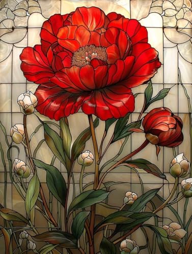 Rose Diamond Painting Erwachsene, 5D Diamant Painting Bilder Blume Muster Design, Eckige Steine Diamond Art Kinder DIY Strass Stickerei Bastelset für Wanddeko Schlafzimmer, (30x40 cm) -zjn25066B von ZJNBBDOU