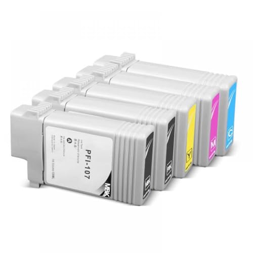 ZJNWTVUH 1 Stück oder 1 Satz PFI107 Tintenpatrone 130 ml kompatibel mit IPF670 IPF680 IPF685 IPF770 IPF780 IPF785 6 Farben mit Chip und Tinte(1MBK 1PBK 1C 1M 1Y) von ZJNWTVUH