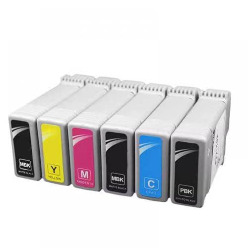 ZJNWTVUH 1 Stück oder 1 Satz PFI107 Tintenpatrone 130 ml kompatibel mit IPF670 IPF680 IPF685 IPF770 IPF780 IPF785 6 Farben mit Chip und Tinte(2MBK 1PBK 1C 1M 1Y) von ZJNWTVUH