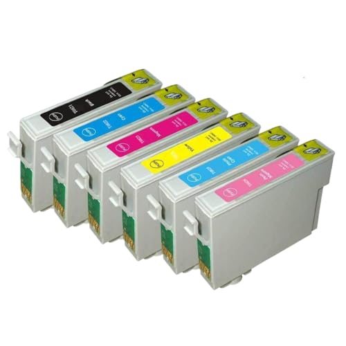 ZJNWTVUH 6 kompatible T0827 Tintenpatronen Kompatibel mit R270 R390 TX650 T50 T59 TX720 TX700 RX610 RX590 RX615 PRINTERTER T0821 bis T0826 von ZJNWTVUH