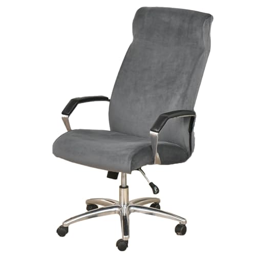 ZJQJRMB Samt Bürostuhl Bezug Stretch,Abnehmbare Bezug Für Bürostuhl Mit Reißverschlüssen Waschbar Drehstuhl Bezug Für Computer Chair-Grey-A||Large von ZJQJRMB