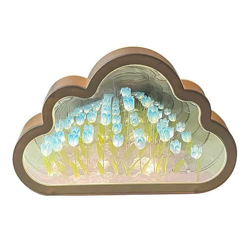 ZJRung Wolke Tulpenlampe Wolken-Tulpen-Spiegel-Nachtlicht Wolke Tulpe Licht Home Decor Romantische Nachttischlampe Home Deko Geburtstag Geschenke für Freunde von ZJRung