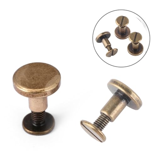 20pcs Flat Head Nieten, Kupfer Messing Schrauben Rivnut Anti-Rost-Muttern Nägel Nieten Leder Cap Zubehör Kit für DIY oder Reparaturarbeiten(8mm) von GLOGLOW